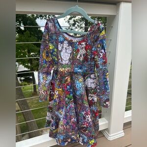 Wild Rich Kids Stained Glass long sleeve twirl dress